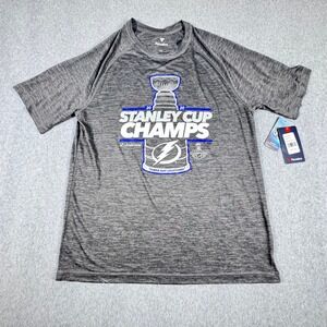 Tampa Bay Lightning 2020 Stanley Cup Champs Fanatics Gray Mens T-Shirt Large NWT